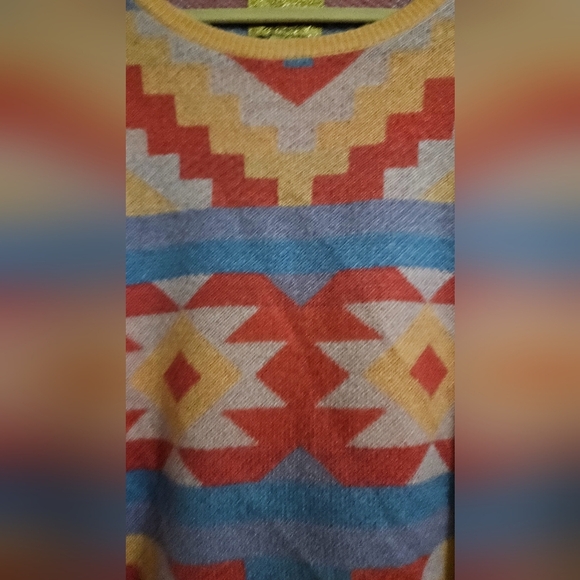 WILDFOX Desert Drive Multicolor PatternedSweater in Acid Pink. Size Small - Picture 9 of 15